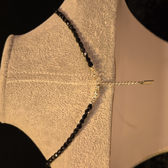 Napier Vintage Black Faceted Beads and Rhinestone  Beaded Necklace. 16 Inches. - Picture 3 of 4